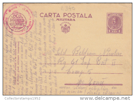 9168- KING CHARLES 2ND, MILITARY POSTCARD STATIONERY, CENSORED, 1940, ROMANIA - Lettres 2ème Guerre Mondiale