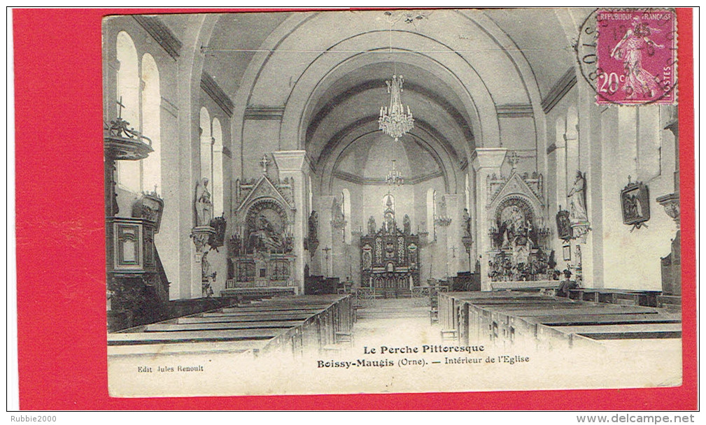 BOISSY MAUGIS 1934 INTERIEUR DE L EGLISE CARTE EN BON ETAT - Altri & Non Classificati