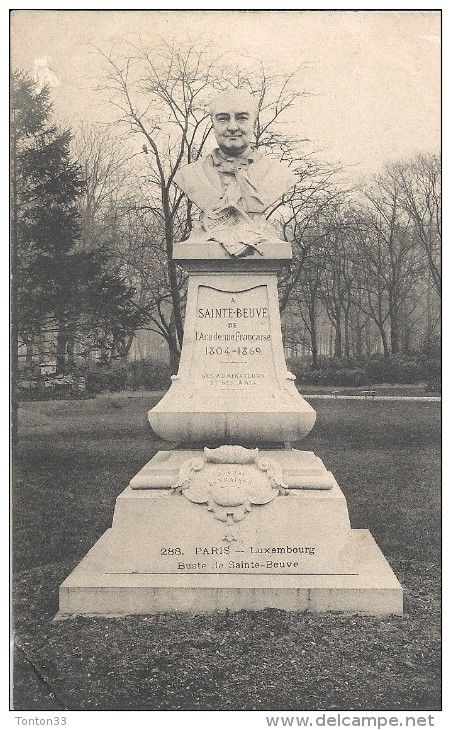 PARIS - 75 -  CPA DOS SIMPLE Du Buste De Sainte Beuve 1804-1869 -  Jardin Du Luxembourg   - ENCH11  - - Estatuas