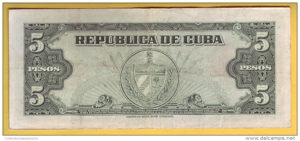 CUBA - Billet De 5 Pesos. 1960. Pick: 92a. TTB+ - Cuba