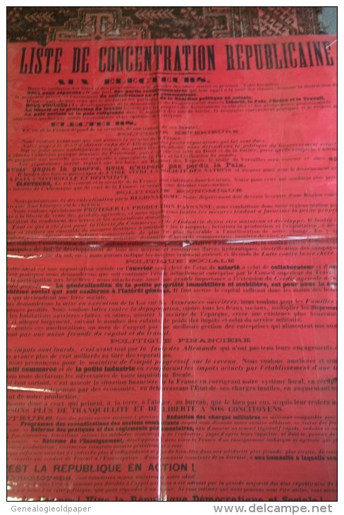 87 -  LIMOGES - RARE GRANDE AFFICHE POLITIQUE- ALLEGRET-LE PLAY-DEBREGEAS-LECLUSE-DE SAINT FLORENT- - Posters