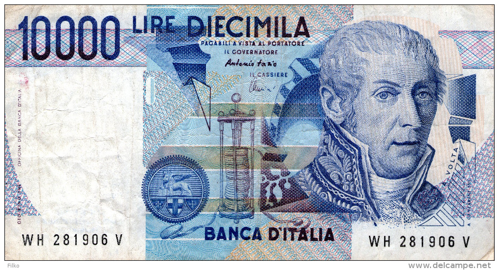 Italy,10 000 Lit. Volta,1984,Signatures Fazio & Amici,P.112d,serie: WH 281906 V,used,see Scan - 10.000 Lire