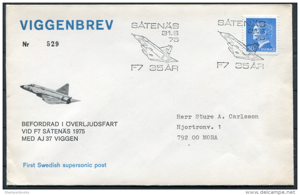1975 Sweden Satenas Viggenbrev Swedish Supersonic Post Cover - Briefe U. Dokumente
