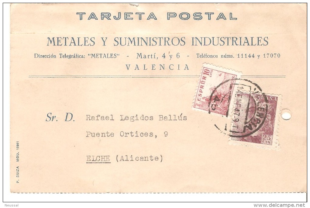 Tarjeta Postal Con Publicidad Metales Y Suministros Industriales - Cartas & Documentos