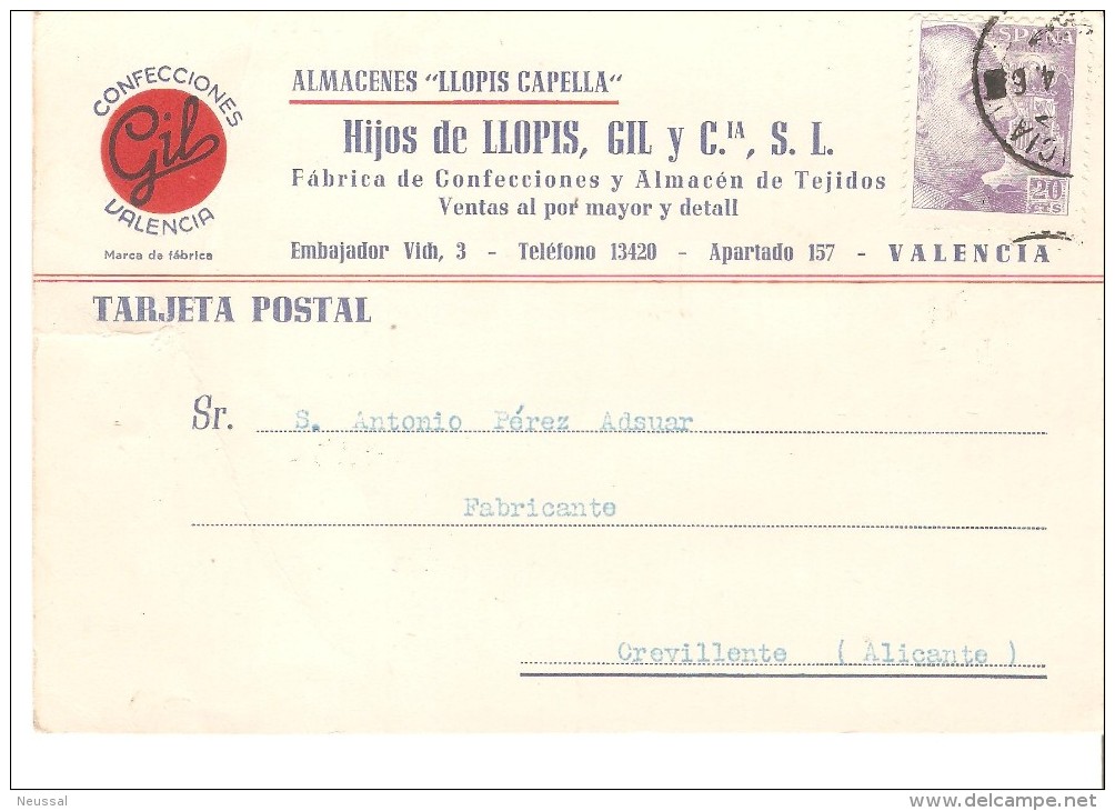Tarjeta Postal  Con Publicidad Confecciones Gil - Cartas & Documentos