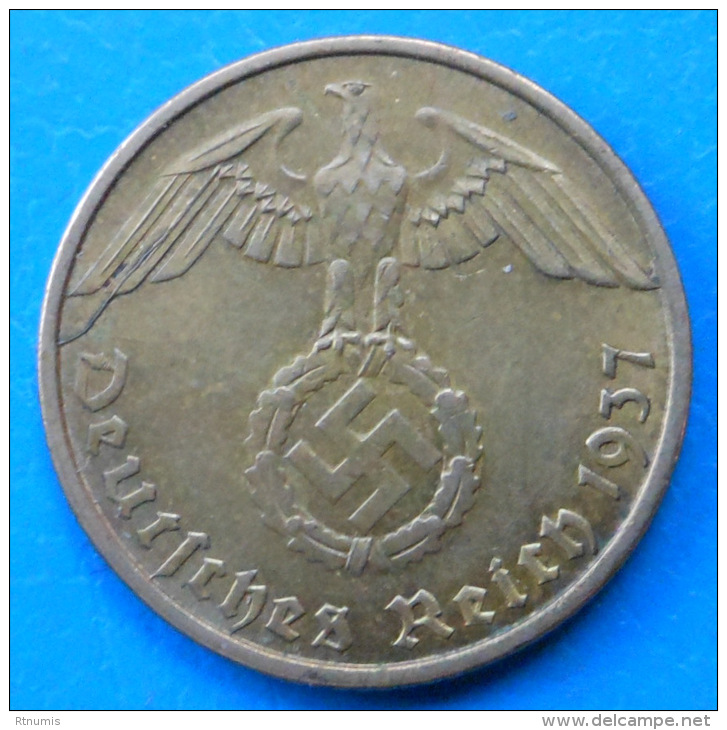 Allemagne Germany Deutschland 3ème Reich 10 Reichspfennig 1937 D Km 92 SUPERBE !!! - 10 Reichspfennig