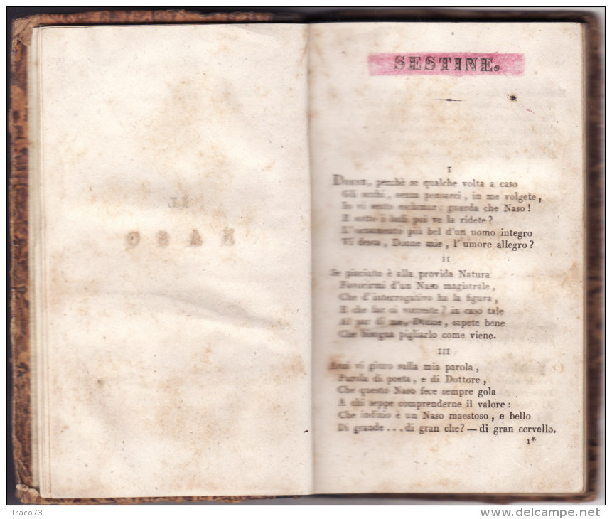 NAPOLI  - R. Marotta e Vanspandoch 1831 /  " GLI SCHERZI POETICI " del Dott. Antonio GUADAGNOLI D'AREZZO  - Volume Unico