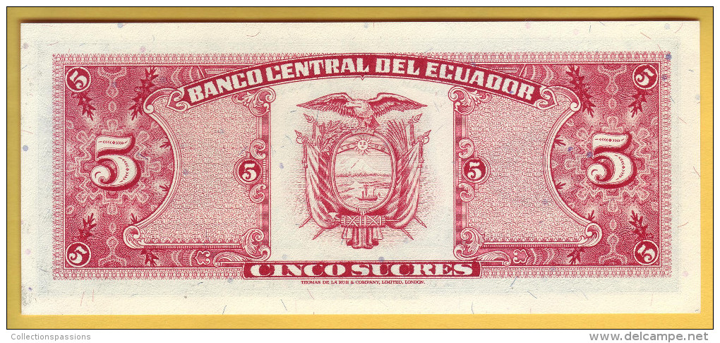 EQUATEUR - Billet De 5 Sucres. 22-11-1988. Pick: 113d. NEUF - Equateur