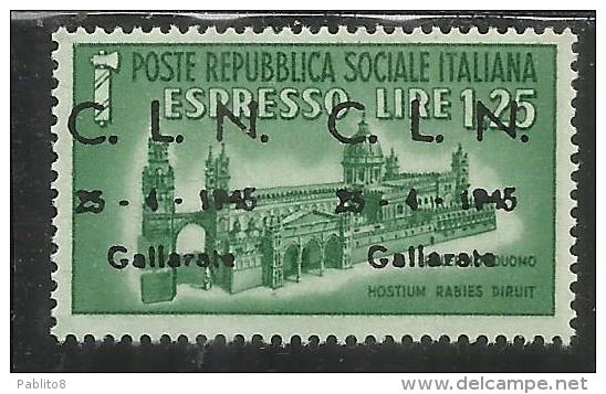 ITALY ITALIA 1945 CLN GALLARATE MONUMENTS DESTROYED OVERPRINTED MONUMENTI DISTRUTTI SOPRASTAMPATO ESPRESSO LIRE 1,25 MNH - Nationales Befreiungskomitee