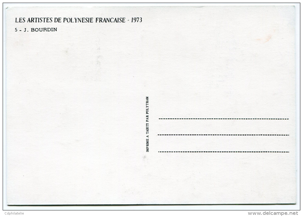 POLYNESIE CARTES MAXIMUM DE LA SERIE ARTISTES EN POLYNESIE PA 77/81 OBLITERATION 1er JOUR 13 DEC 1973 PAPEETE - Maximum Cards