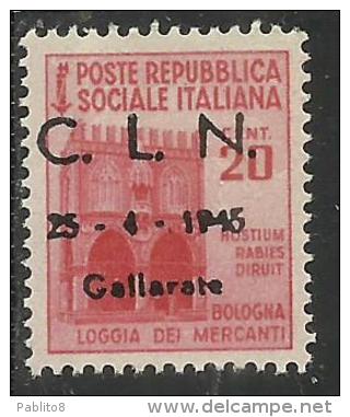 ITALY ITALIA 1945 CLN GALLARATE MONUMENTS DESTROYED OVERPRINTED MONUMENTI DISTRUTTI SOPRASTAMPATO CENT. 20 MNH - National Liberation Committee (CLN)