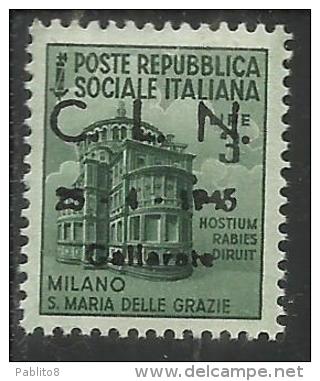 ITALY ITALIA 1945 CLN GALLARATE MONUMENTS DESTROYED OVERPRINTED MONUMENTI DISTRUTTI SOPRASTAMPATO LIRE 3 MNH - Comitato Di Liberazione Nazionale (CLN)