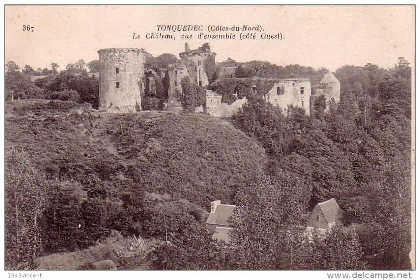 C 10849 - TONQUEDEC - 22- Le Chateau - Vue D'ensemble Coté Ouest  - Belle CPA - 1919 - - Tonquédec