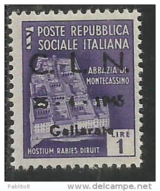 ITALY ITALIA 1945 CLN GALLARATE MONUMENTS DESTROYED OVERPRINTED MONUMENTI DISTRUTTI SOPRASTAMPATO LIRE 1 MNH - Comité De Libération Nationale (CLN)