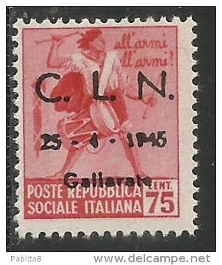 ITALY ITALIA 1945 CLN GALLARATE MONUMENTS DESTROYED OVERPRINTED MONUMENTI DISTRUTTI SOPRASTAMPATO CENT. 75 MNH - Comité De Libération Nationale (CLN)