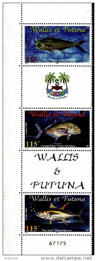Wallis & Futuna - 2000 - Fauna - Fish - Mint Stamp Set - Strip With Coupons - Unused Stamps