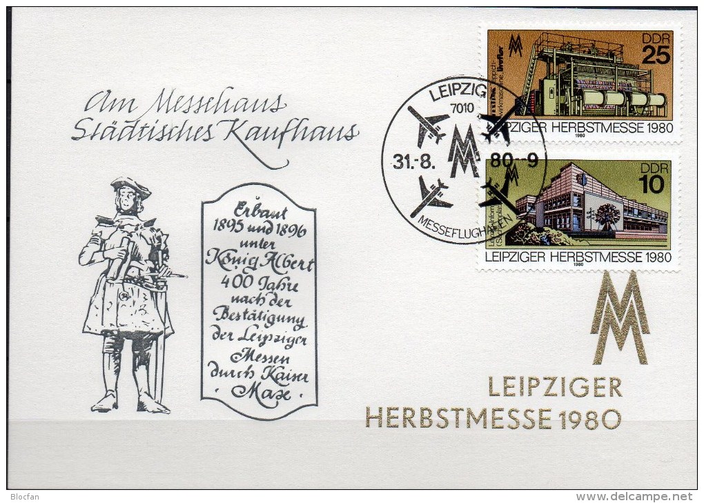 Souvenir Herbstmesse 1980 DDR 2539/0 Messe-Gedenkblatt SST 5€ Leipzig-Information+Teppich-Maschine Fair Card Of Germany - Markets