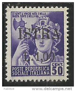 OCCUPAZIONE JUGOSLAVIA YUGOSLAVIA ISTRIA 1945 SURCHARGE ITALY SOPRASTAMPATO ITALIA LIRE 1 SU 50 CENTESIMI MNH - Yugoslavian Occ.: Istria