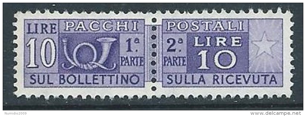 1955-79 ITALIA PACCHI POSTALI STELLE 10 LIRE MNH ** - JU59-2 - Postpaketten