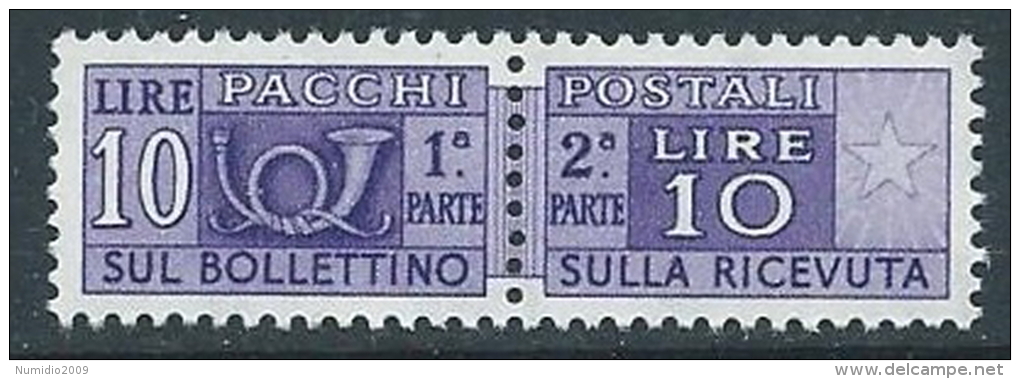 1955-79 ITALIA PACCHI POSTALI STELLE 10 LIRE MNH ** - JU60-10 - Postpaketten