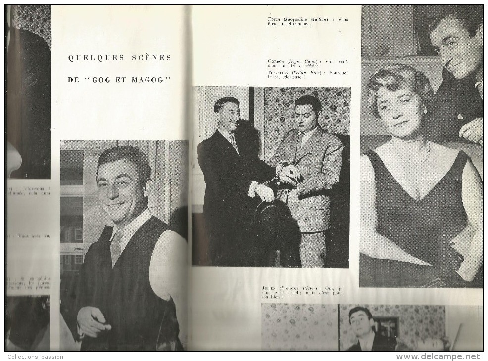 THEATRE , L'Avant-Scéne , Fémina Théâtre , 1960 , GOG ET MAGOG, François  PERIER , 50 Pages, 3 Scans ,  Frais Fr :3.00€ - Otros & Sin Clasificación