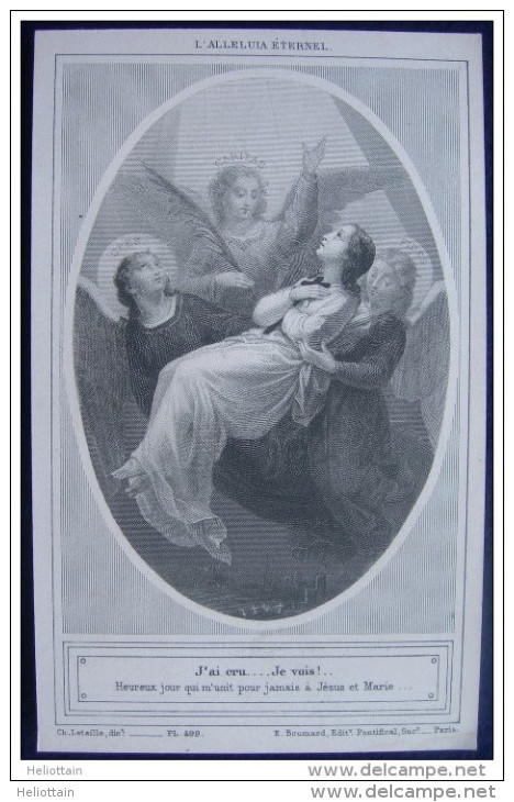 IMAGE PIEUSE Gravure Vers 1900: L´ALLELUIA ETERNEL , J´AI CRU...JE VOIS , Avec Les Anges / HOLY CARD / SANTINI - Santini