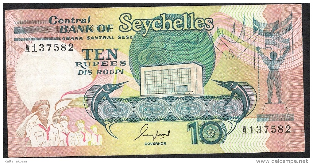 SEYCHELLES    P32   10   RUPEES    1989 #A FIRST PREFIX !      VF-XF ! - Seychellen