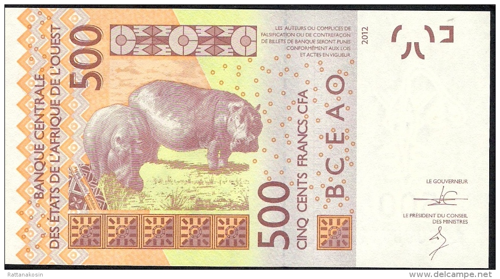 W.A.S. Letter K SENEGAL   P719Kc 500  FRANCS  2012   DATED 2014   (20)14    UNC. - Senegal