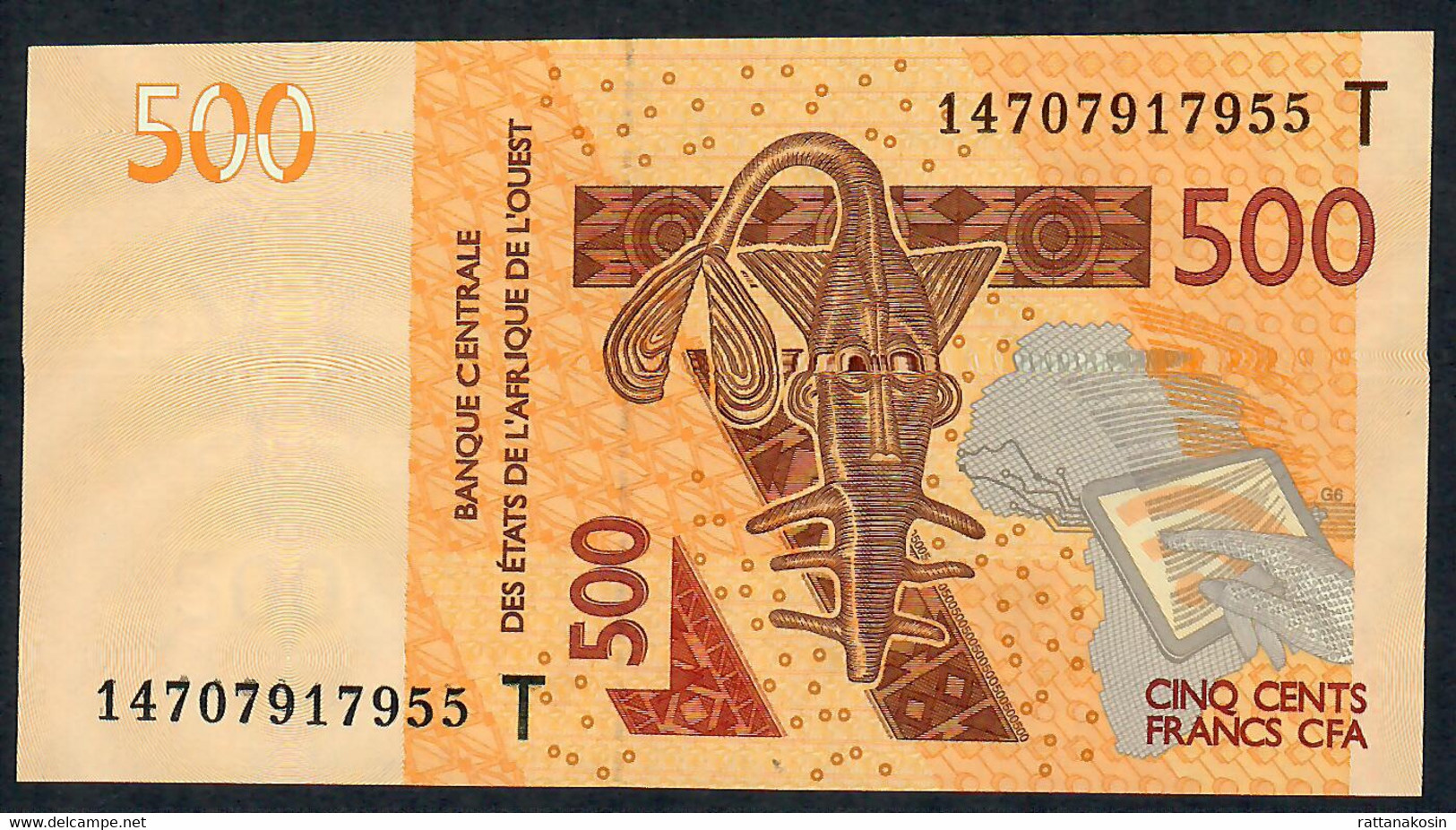 W.A.S. TOGO P819Tc 500 FRANCS 2012  DATED 2014  (20)14  UNC. - Togo