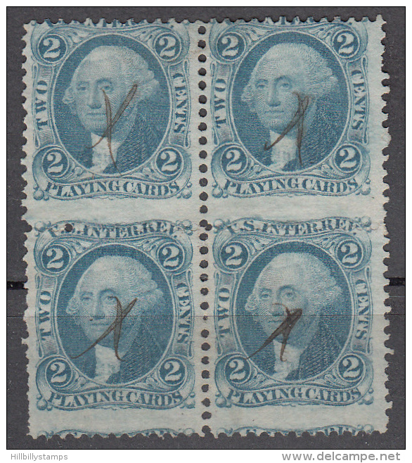 United States    Scott No.  R11c    Used     Year 1862    Block Of 4 - Steuermarken