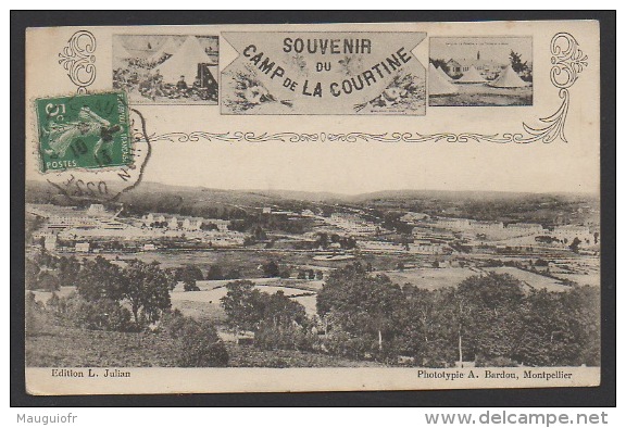 DF / MILITARIA / SOUVENIR DU CAMP DE LA COURTINE DANS LA CREUSE / CIRCULÉE EN 1913 - Casernas