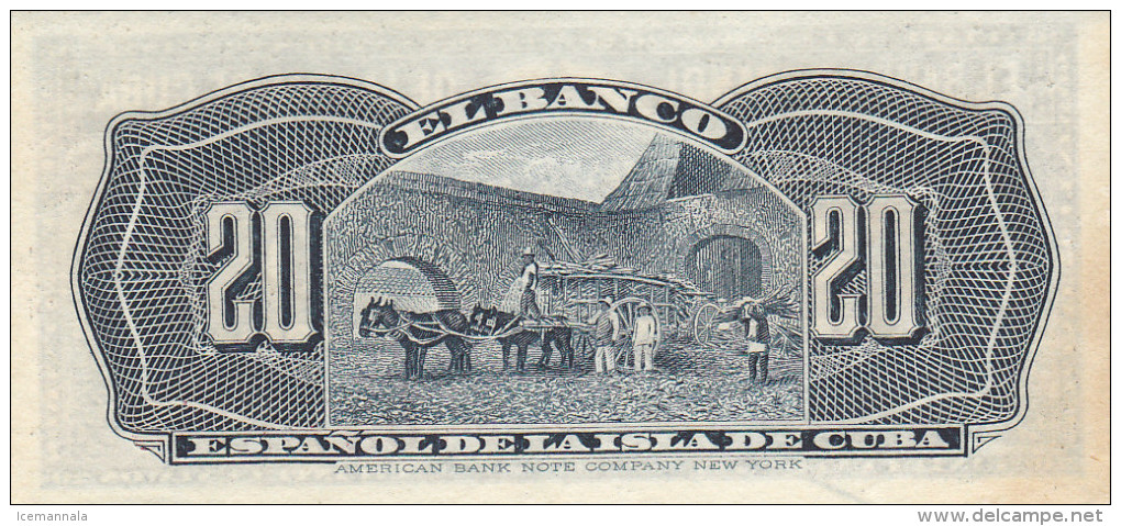 Billetes España Otros Isla De Cuba 20 Centavos 1897 - Autres & Non Classés