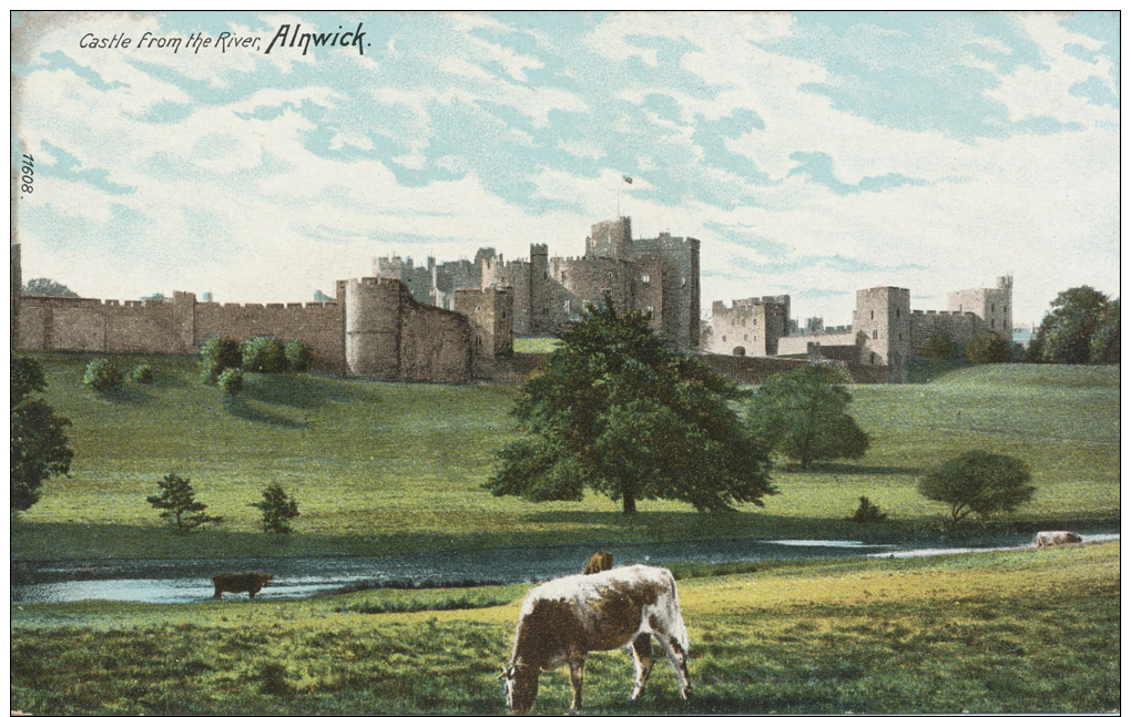 ALNWICK - Castle From The River. Vintage Postcard By Wrench, No. 11608. Printed In Saxony - Other & Unclassified