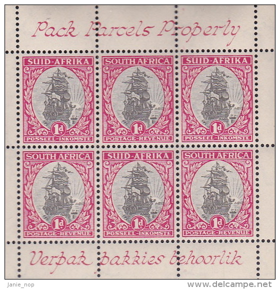 South Africa 1934 1 Penny Booklet Pane MNH - Non Classés