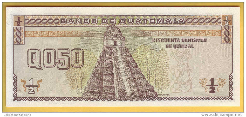 GUATEMALA - Billet De 1/2 Quetzal. 4-01-1989. Pick: 72. NEUF - Guatemala