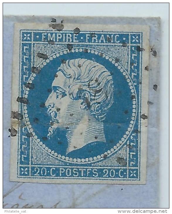 FRANCE LETTRE  AFF N°14 VARIETE POSTF  SUR LETTRE DE AIGUILLON   POUR BORDEAUX 1859 - 1853-1860 Napoléon III.