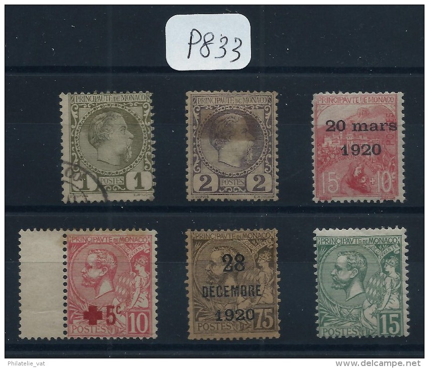 MONACO PETIT LOT DE 6 VALEURS  1 OBL ET 5 NEUFS  ETATS VARIABLE COTE 160€ - Collections, Lots & Series