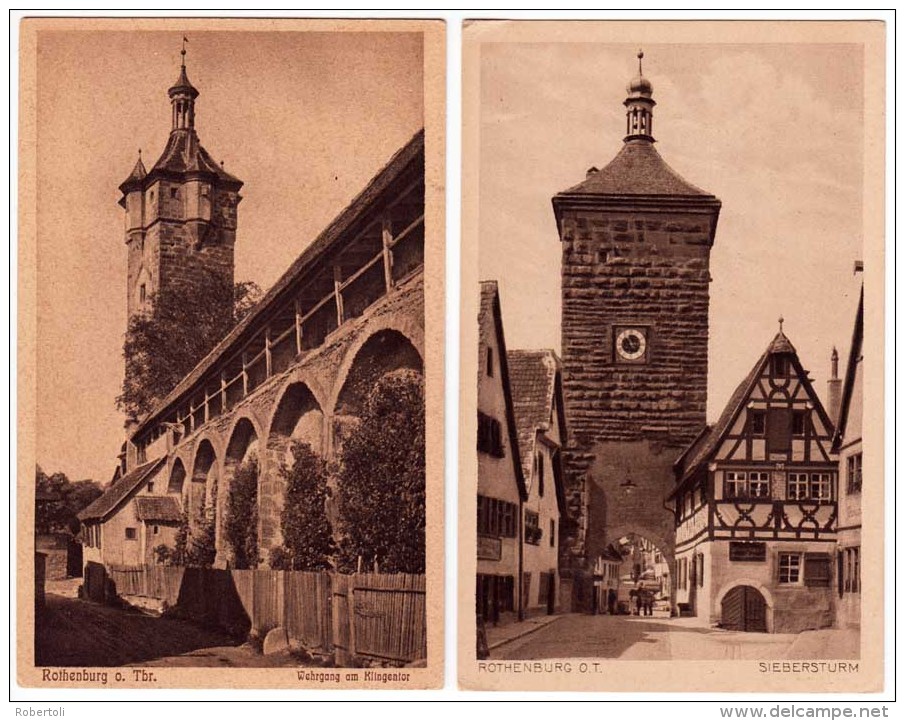 ROTHENBURG Ob Der TAUBER, 6 Cartes Postales: Weisser Turm, Rödergasse, Plönlein, Stöberleinsturm, Siebersturm, Wehrgang - Ansbach