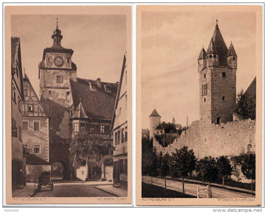 ROTHENBURG Ob Der TAUBER, 6 Cartes Postales: Weisser Turm, Rödergasse, Plönlein, Stöberleinsturm, Siebersturm, Wehrgang - Ansbach