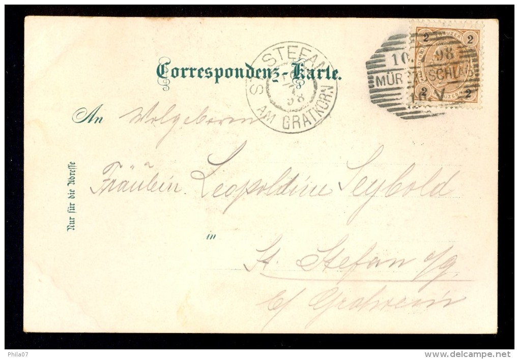 Litho. / Gruss Aus Murzzuschlag / Verlag M. Riegler / Year 1898 / Old Postcard Traveled - Mürzzuschlag