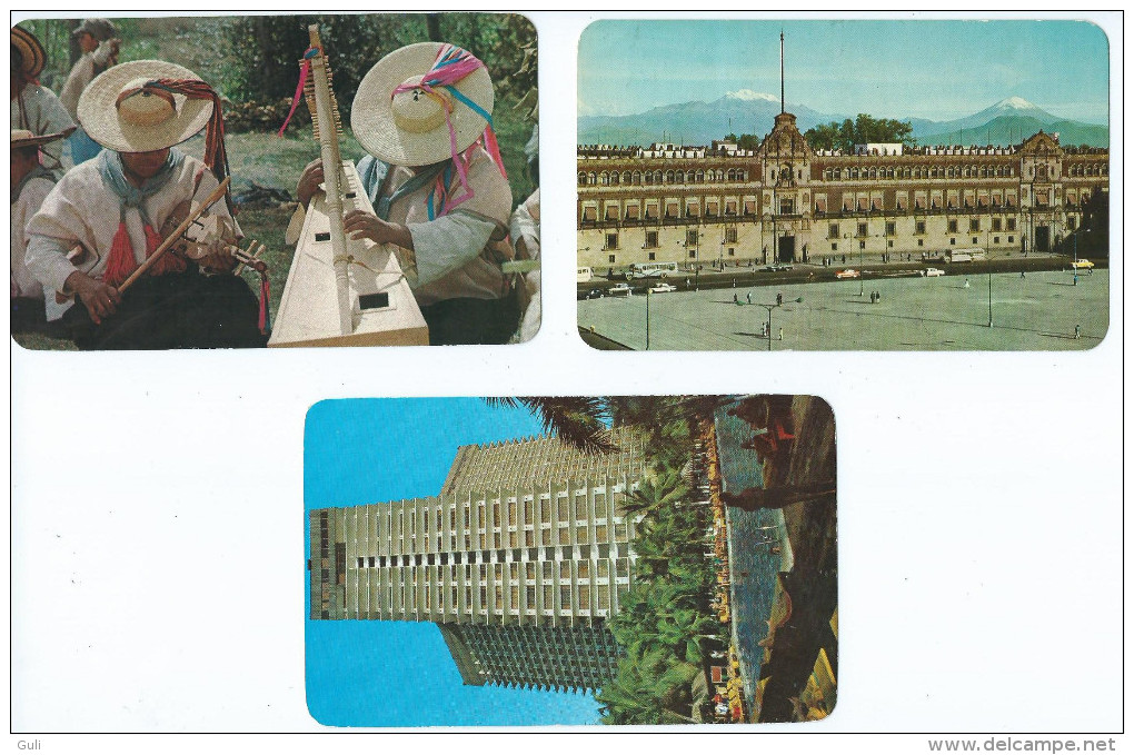 MEXIQUE MEXICO-Lot De 3 Cpm-scan R/V  Des 3 Cartes Timbre Stamp (Musicians Zinacantan /Zocalo/ Hotel Exelaris Acapulco) - Mexique