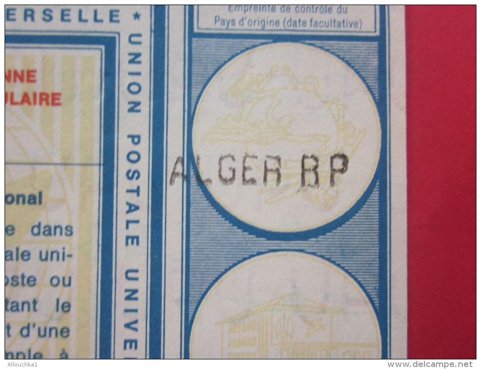 UPU Entiers Postaux Coupon-réponse Union Postale Universelle ALGER RP République Algérienne Dem &amp; Populaire &gt;0.80 - Coupons-réponse