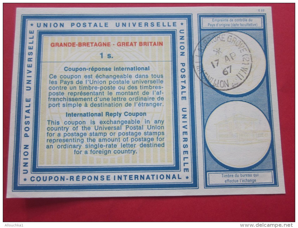 UPU Entiers Postaux Coupon-réponse Union Postale Universelle Grande-Bretagne-Great Britain UK Royaume-Uni Notingham 1967 - Coupons-réponse