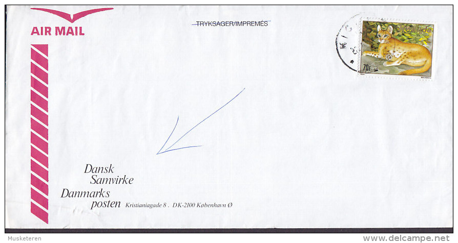 Rwanda Airmail DANSK SAMVIRKE DANMARKS POSTEN KIGALI 1991 Cover Lettre 70 Fr. Goldkatze Severin Timbre - Otros & Sin Clasificación