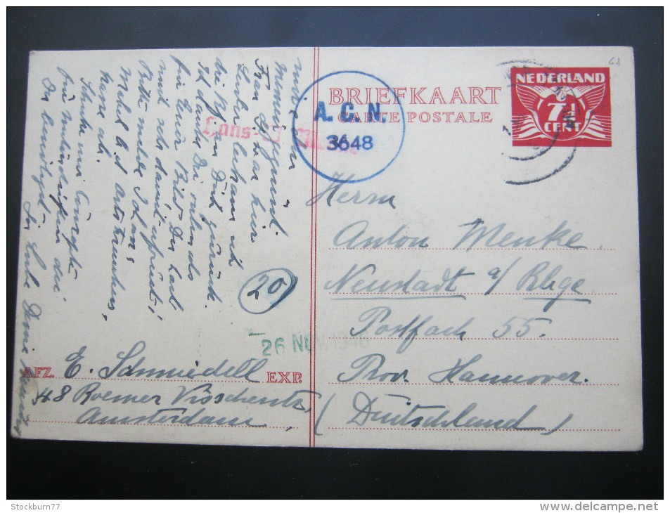 1946, Briefkaart  Zensuur      ,  Nach Duitsland - Postal Stationery