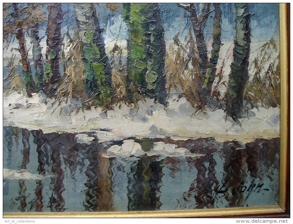 Belle et Grande Huile sur Toile "Paysage d’Hiver" signée