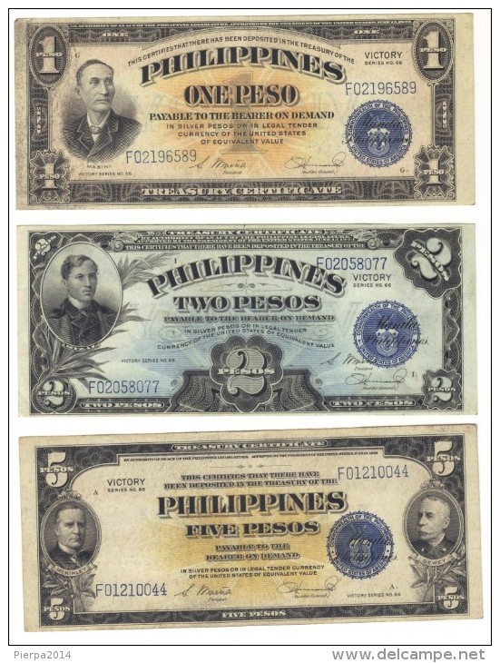 Victory Series 1,2 And 5 Pesos - Filipinas