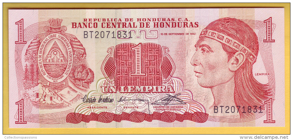 HONDURAS - Billet De 1 Lempira. 10-9-1992. Pick: 71. NEUF - Honduras