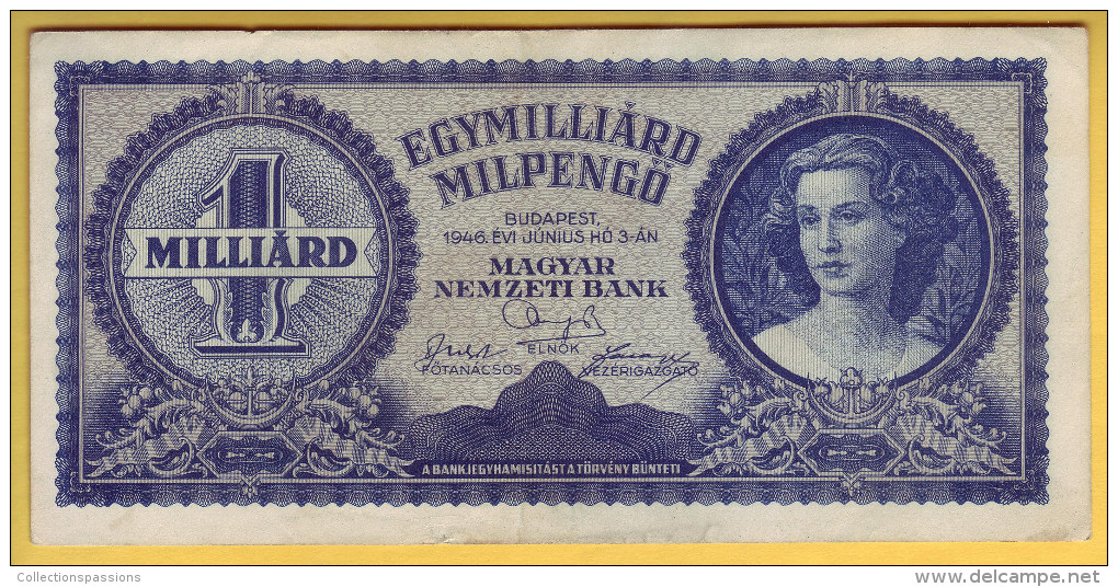 HONGRIE - Billet De 1 Milliard Milpengö. 3-6-1946. Pick: 131. SUP - Hungary