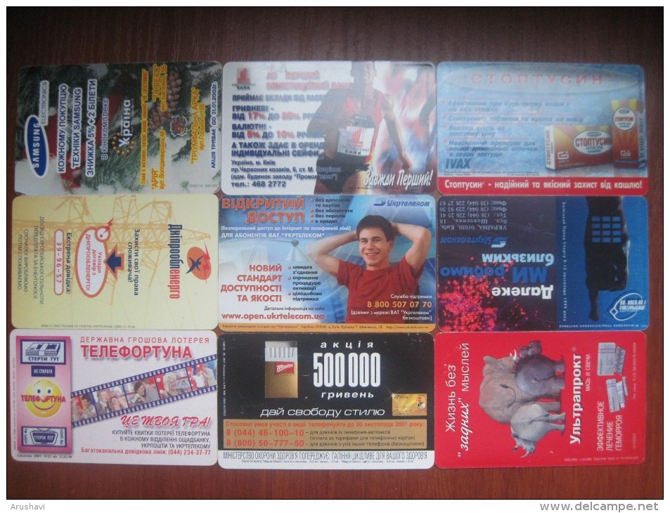 Ukraine. Advertising. Lot Of 9 Cards. UKRTELECOM. 2001-2007 - Ukraine